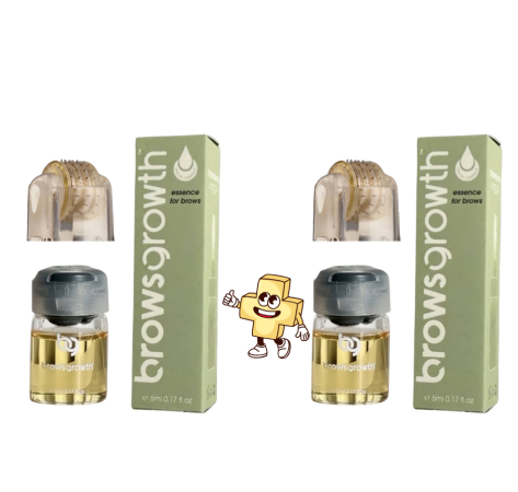Browsgrowth Набір з 2 засобів  що укріплює та відновлює зріст брів 5 мл з мікроголковой насадкою