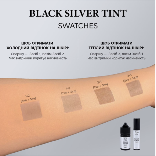 ELAN Система фарбування вій з інкапсульованим сріблом «BLACK SILVER TINT» Засіб 2