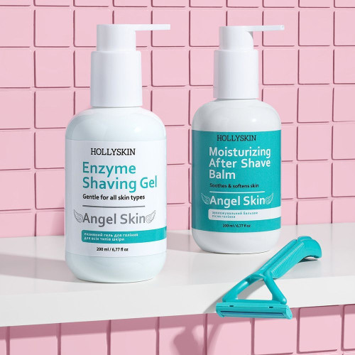 HOLLYSKIN Набір для гоління Angel Skin: ензимний гель для гоління + зволожувальний бальзам після гоління