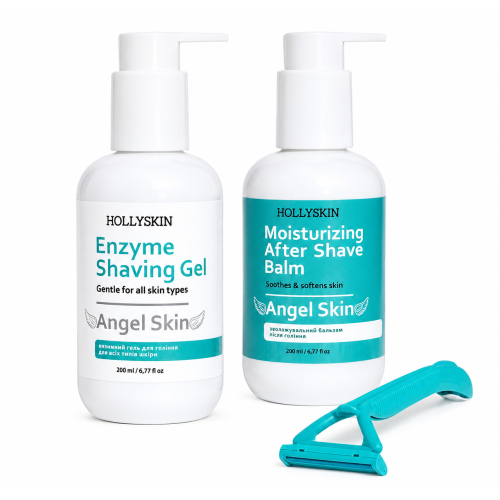 HOLLYSKIN Набір для гоління Angel Skin: ензимний гель для гоління + зволожувальний бальзам після гоління