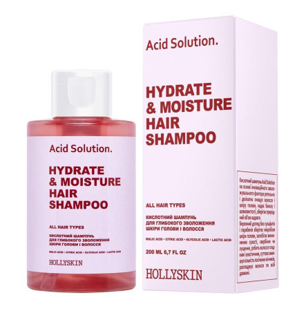 HOLLYSKIN Кислотний шампунь для глибокого зволоження шкіри голови і волосся 200 мл