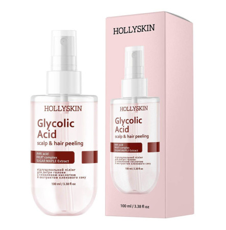 HOLLYSKIN Відлущувальний пілінг для шкіри голови з гліколевою кислотою й екстрактом кленового соку Glycolic Acid 100 мл