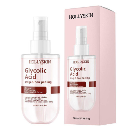 HOLLYSKIN Відлущувальний пілінг для шкіри голови з гліколевою кислотою й екстрактом кленового соку Glycolic Acid 100 мл