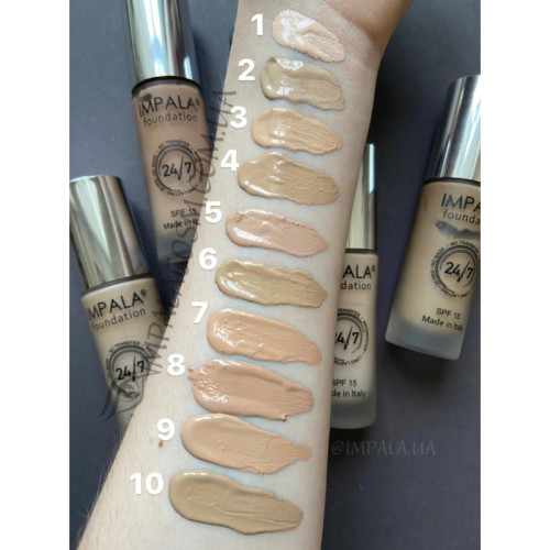 IMPALA Стійкий тональний крем 24/7 SPF15, 30 мл 10 Deep Beige