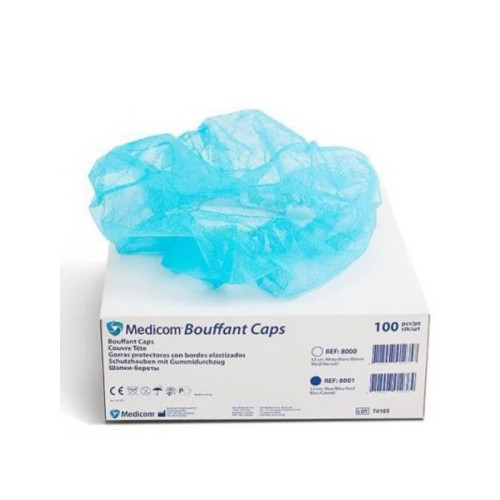 Шапочки медицинские одноразовые MEDICOM Шарлотт Голубая 100 шт
