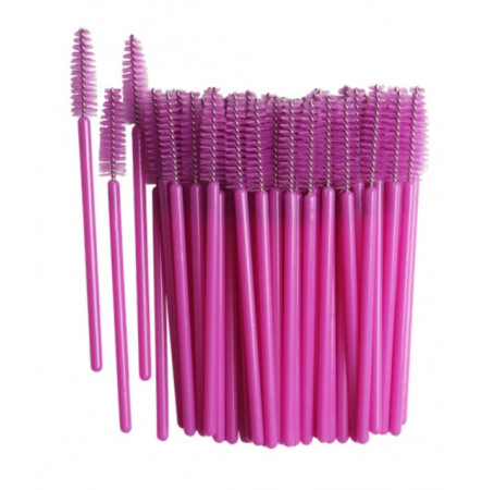Браши для бровей и ресниц одноразовые фуксия 50 шт