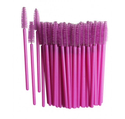 Браші для брів та вій одноразові фуксія 50 шт