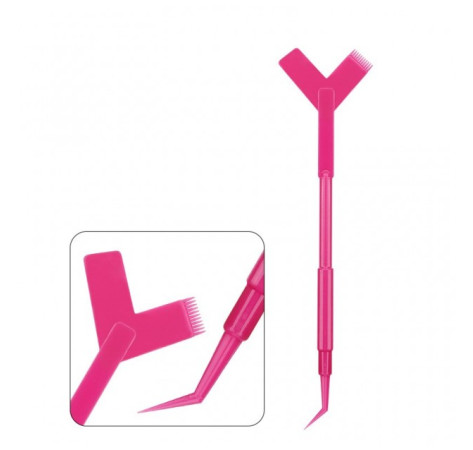 Аплікатор з ручкою для ламінування вій пластиковий, малиновий