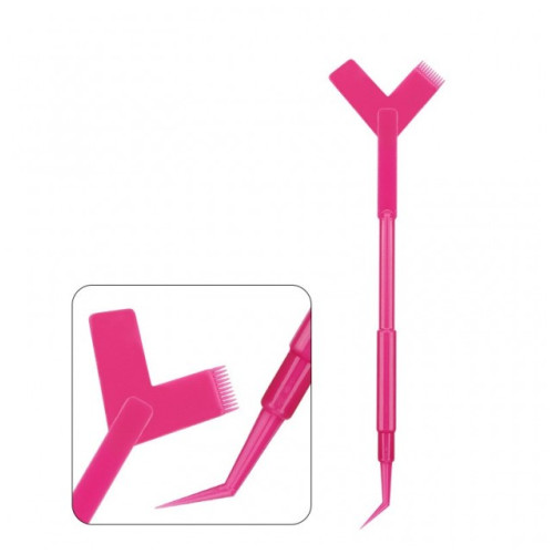 Аплікатор з ручкою для ламінування вій пластиковий, малиновий