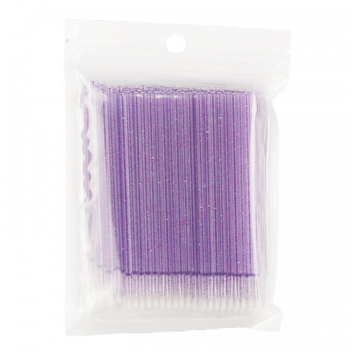 Мікробраші для ламінування вій та брів фіолетові з блисками, 100 шт.