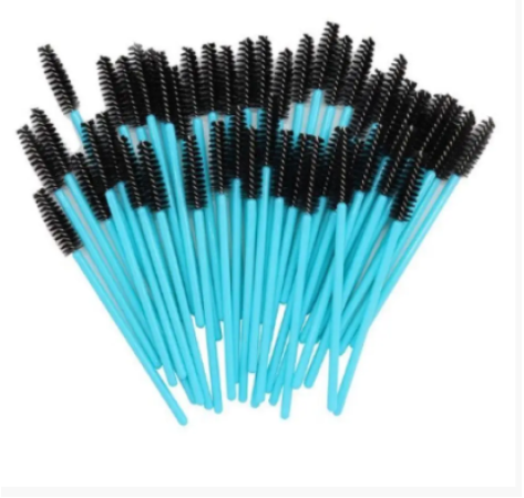 Браші для брів та вій одноразові чорно- бірюзові  50 шт