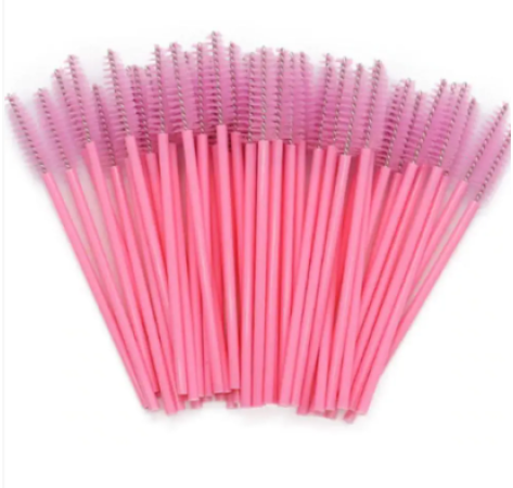 Браші для брів та вій одноразові рожеві  50 шт