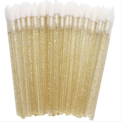 Щіточки для губ золотисті з блискітками 50 шт