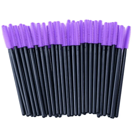  Силіконові щіточки одноразові фіолетові з чорною ручкою 50 шт