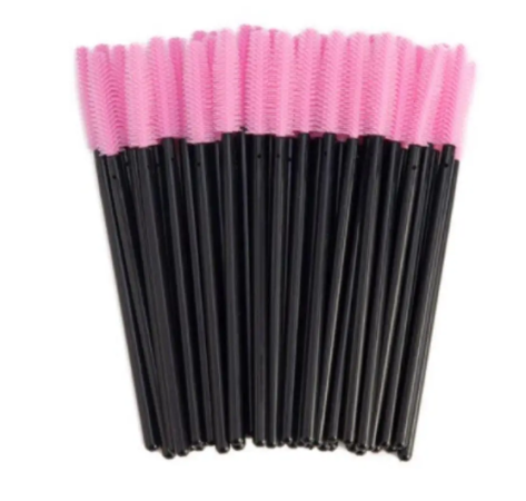  Силіконові щіточки одноразові рожеві з чорною ручкою 50 шт