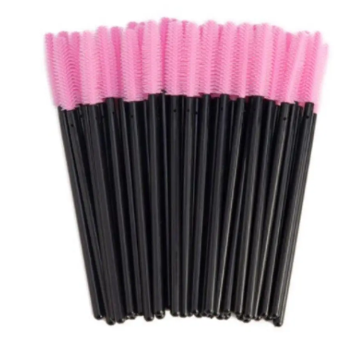 Силіконові щіточки одноразові рожеві з чорною ручкою 50 шт