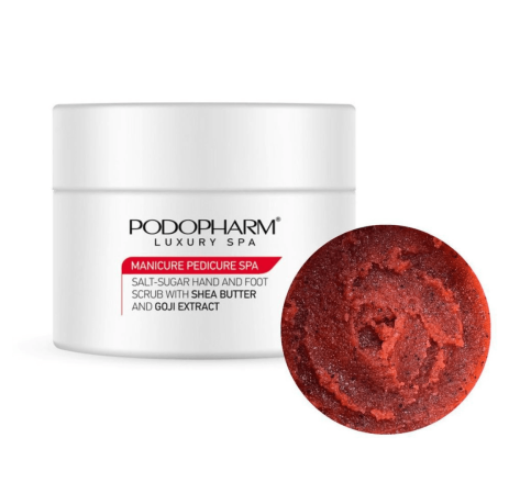 Podopharm  Цукрово-сольовий пілінг для рук, ніг, всього тіла з олією ши та екстактом ягод годжі 300 мл