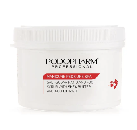 Podopharm  Цукрово-сольовий пілінг для рук, ніг, всього тіла з олією ши та екстактом ягод годжі 600 мл