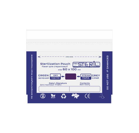 Pro Steril Крафт-пакети для стерилізації білі з прозорою плівкою (60*100 мм) 100 шт