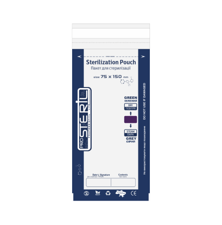 Pro Steril Крафт-пакети для стерилізації білі з прозорою плівкою (75*150 мм) 100 шт