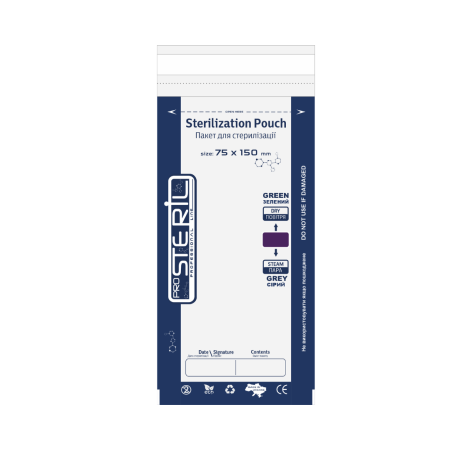 Pro Steril Крафт-пакети для стерилізації білі з прозорою плівкою (75*150 мм) 100 шт