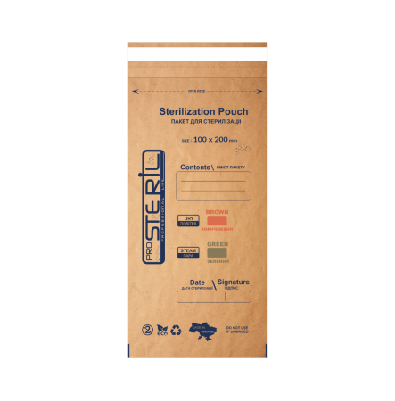 Pro Steril Крафт-пакети для стерилізації коричневий (100*200 мм) 100 шт