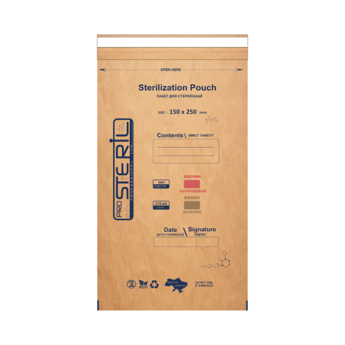 Pro Steril Крафт-пакети для стерилізації коричневий (150*250 мм) 100 шт