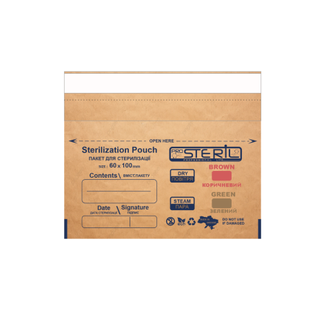 Pro Steril Крафт-пакети для стерилізації коричневий (60*100 мм) 100 шт