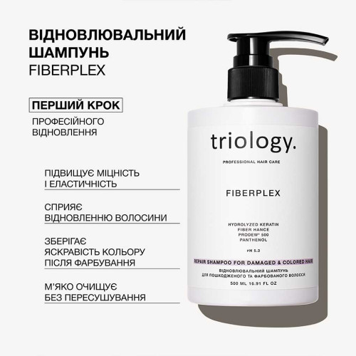 Triology. Восстановительный шампунь для поврежденных и окрашенных волос Fiberplex 500 мл