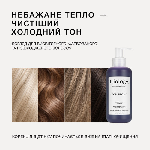 Triology.  Шампунь для коррекции тона волос TONEBOND, 250 мл