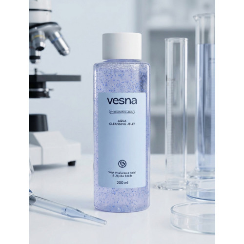 VESNA Гель-желе для умывания с гиалуроновой кислотой и гранулами жожоба, 200 мл
