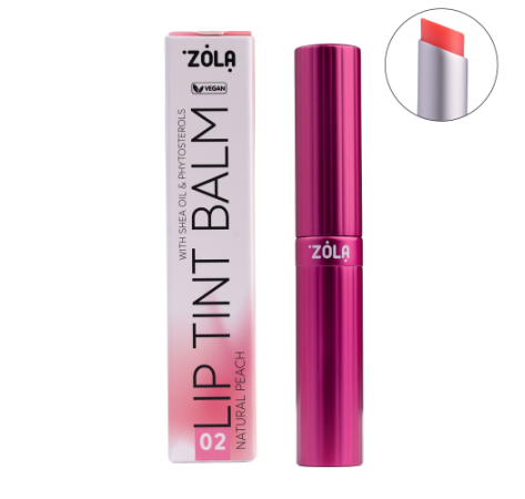 ZOLA Відтінковий бальзам для губ Lip Tint Balm (02 Peach Natural)
