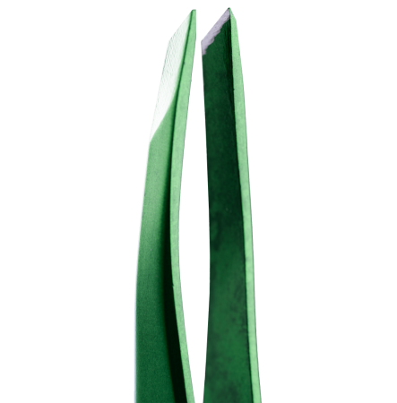 ZOLA Пинцет скошенный профессиональный для бровей GREEN